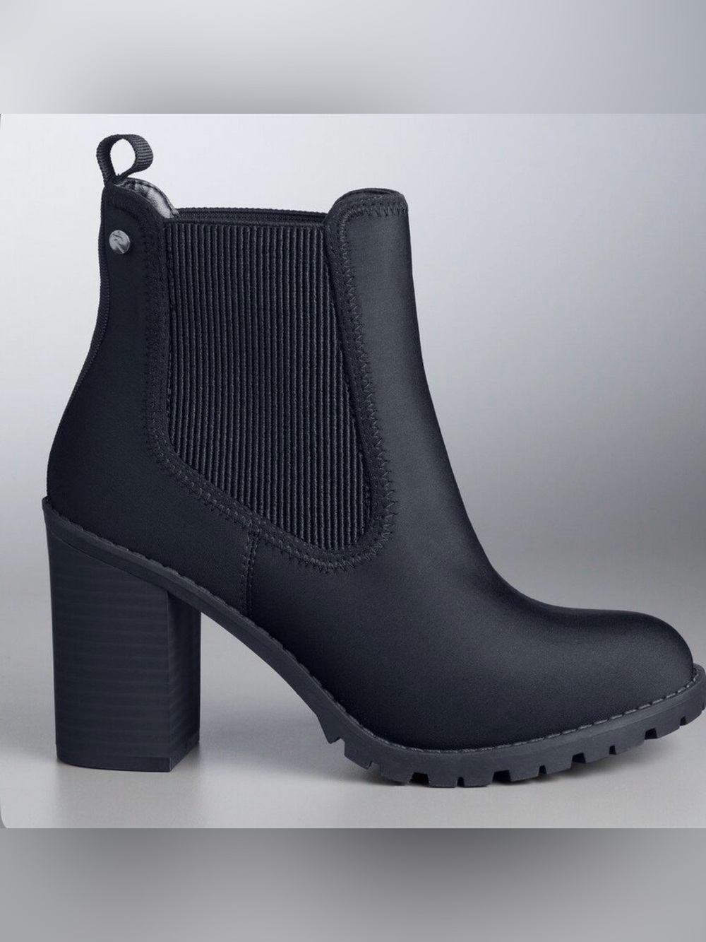 Simply Vera Wang Clara Black Ankle Boot with Chunky Heel